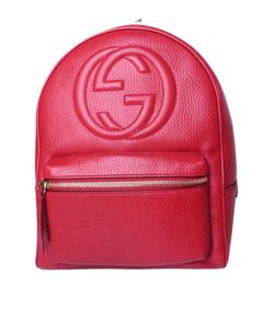 Gucci Soho Backpack, Leather, Red, 536192, DB, 3